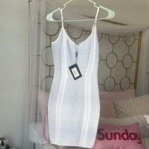 White Striped Bodycon Dress